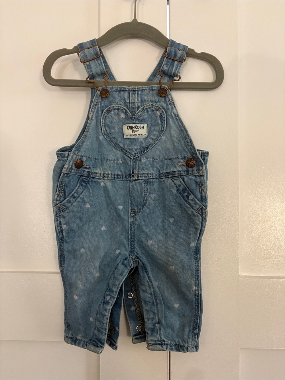OshKosh B'gosh Light Blue Denim Heart-Detail Overalls